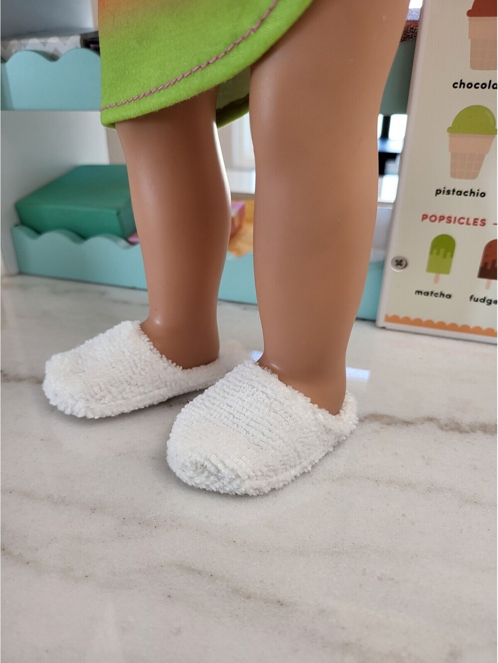 18” Doll Shoes Terrycloth Slippers Fits/w OG Battat American Girl Beautiful S7